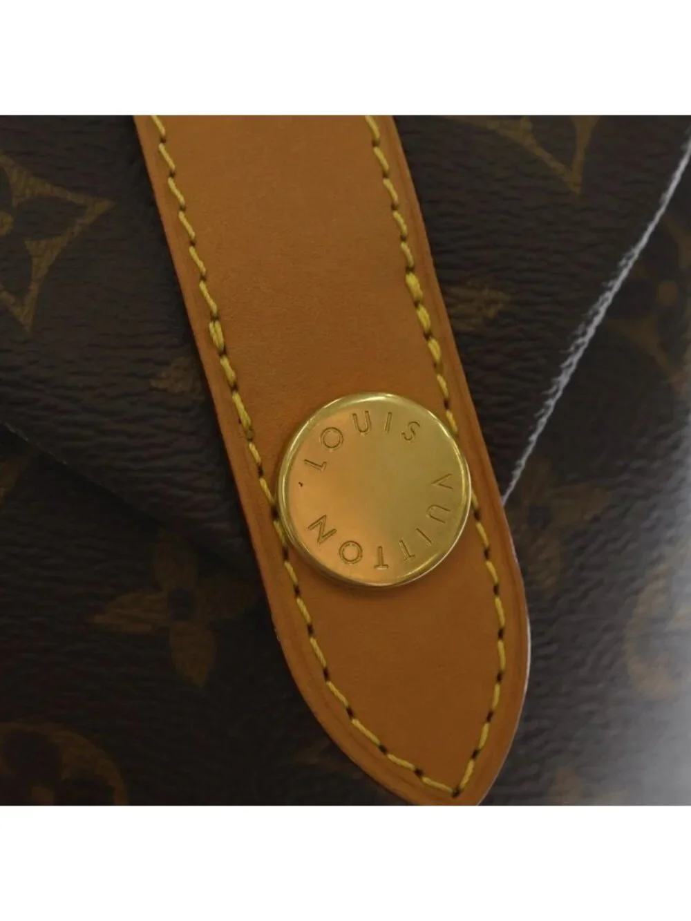 Louis Vuitton Monogram Envelope Pouch Shoulder Bag Brown Leather Gold